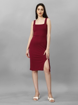 Julee Women Bodycon Maroon Dress