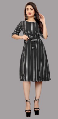 maruti fab Women A-line Black Dress