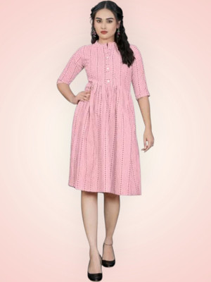 Icon Fashiongf Women Self Design A-line Kurta(Pink)