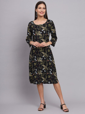 Sangria Women A-line Black Midi/Calf Length Dress