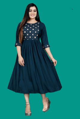 DICHIKA Fashion Women Fit and Flare Green Midi/Calf Length Dress