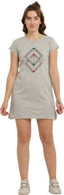 HouseOfCommon Women T Shirt Grey Above Knee/Mid Thigh Length Dress