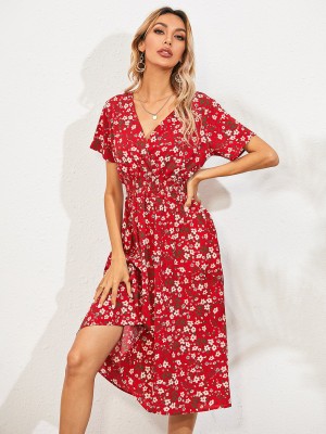 BoStreet Women Fit and Flare Red Dress