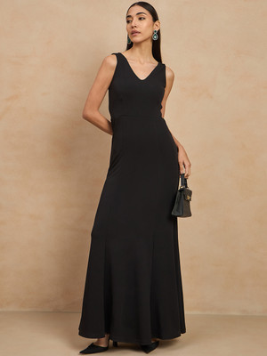COLOR CAPITAL Women Bodycon Black Maxi/Full Length Dress