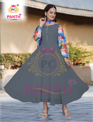 Panth Creation Women Fit and Flare Multicolor Maxi/Full Length Dress