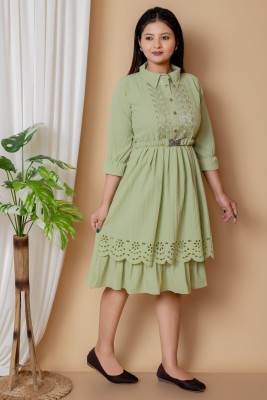 MYTEX FASHION Women A-line Green Dress