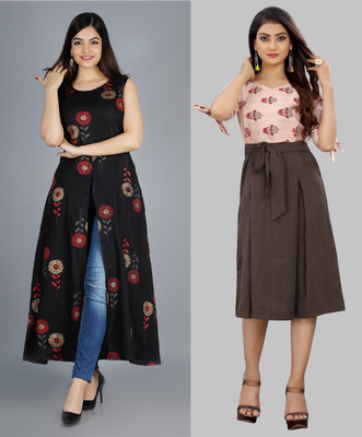 tanvi creation Women A-line Multicolor Midi/Calf Length Dress