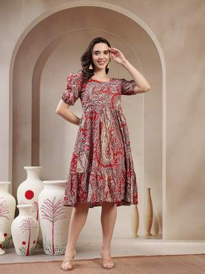 Moda Rapido Women Asymmetric Multicolor Midi/Calf Length Dress