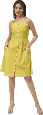 moomaya Women A-line Yellow Dress