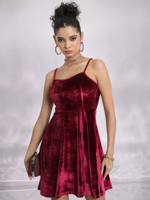 Tokyo Talkies Women Bodycon Red Above Knee/Mid Thigh Length Dress