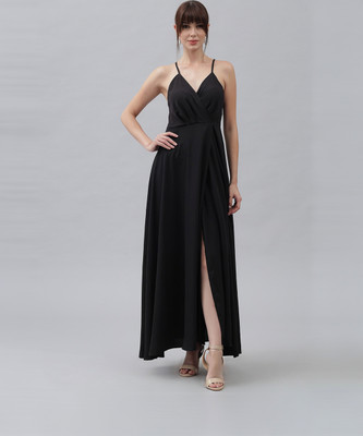 Emeros Women A-line Black Maxi/Full Length Dress