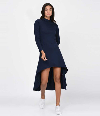 Maheshvi Women Fit and Flare Dark Blue Knee Length Dress