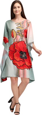 METRONAUT Women Kaftan Red, Blue, White, Multicolor Dress