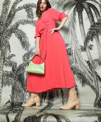 VERO MODA Women A-line Pink Ankle Length Dress