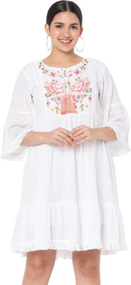 Smarty Pants Women A-line White Above Knee/Mid Thigh Length Dress
