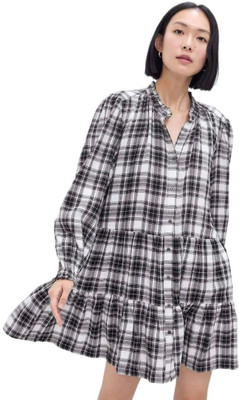 GAP Women Shirt Black, White Above Knee/Mid Thigh Length Dress