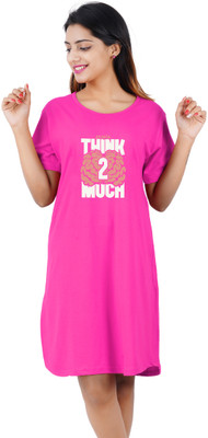 BEFLI Women T Shirt Pink Knee Length Dress