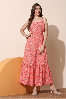 Fashion Dream Women Gathered Orange Dress