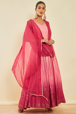 soch Women Gown Pink Maxi/Full Length Dress