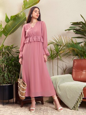 SASSAFRAS Women Maxi Pink Dress