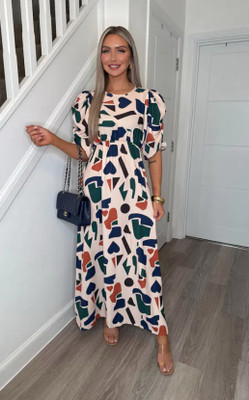 Fashion Street London Women Maxi Beige Full Length Dress