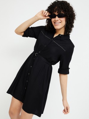 Fame Forever by Lifestyle Women Fit and Flare Black Dress