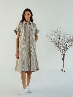 PERFECT PRODUCTIONS Women Shirt Grey Below Knee Dress