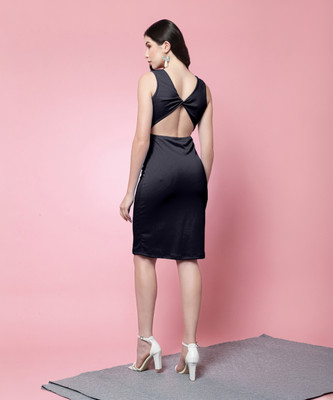 Oomph! Women Bodycon Dark Blue Knee Length Dress
