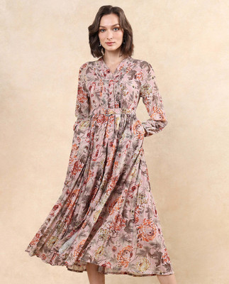 RAREISM Women A-line Multicolor Midi/Calf Length Dress