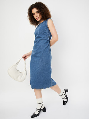 MAX Women Bodycon Blue Midi/Calf Length Dress