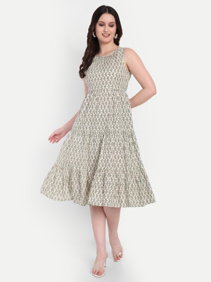 FairLeaf Women Asymmetric Light Green Below Knee Dress