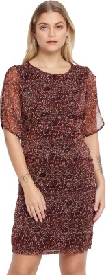 Aditya Birla -abof Women Sheath Maroon Dress