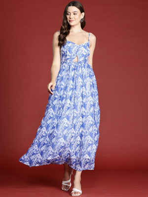all about you Women Maxi Blue Full Length Dress