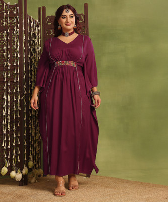 Miss Chase Women Maxi Maroon Full Length Dress