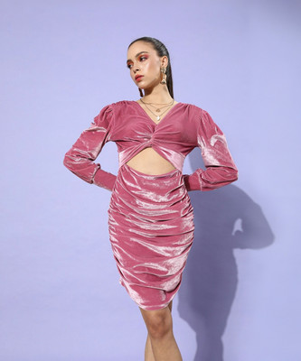 STREET9 Women Ruffled Pink Above Knee/Mid Thigh Length Dress