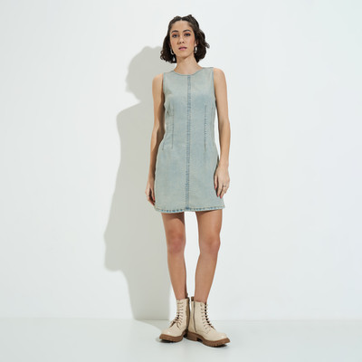 SF Jeans by Pantaloons Women A-line Blue Above Knee/Mid Thigh Length Dress