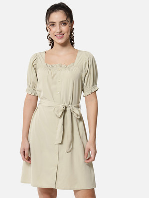ALL WAYS YOU Women Empire Waist Green Above Knee/Mid Thigh Length Dress
