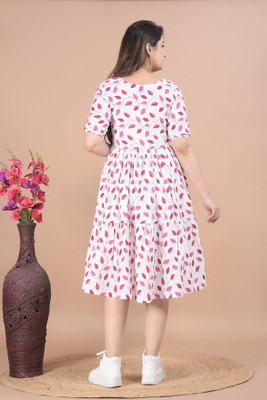 Shree Traders Women Fit and Flare Pink Maxi/Full Length Dress