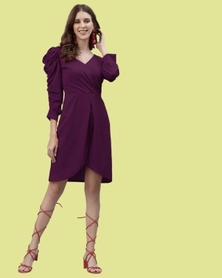 Selvia Women Wrap Purple Dress