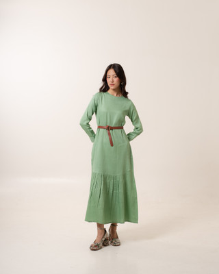 MALVERRA BY HOUSE OF MALKAA Women Maxi Green Full Length Dress