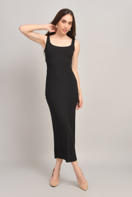 Sabhyanri Women Bodycon Black Maxi/Full Length Dress