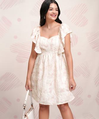 Tokyo Talkies Women Fit and Flare Pink Mini/Short Dress