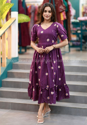 Benicia Women A-line Purple Ankle Length Dress