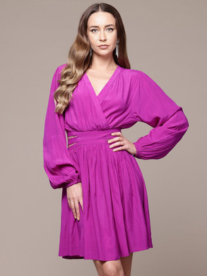 bebe Women A-line Purple Above Knee/Mid Thigh Length Dress