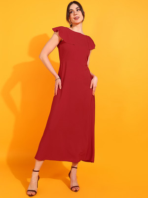 METRONAUT Women Maxi Red Full Length Dress