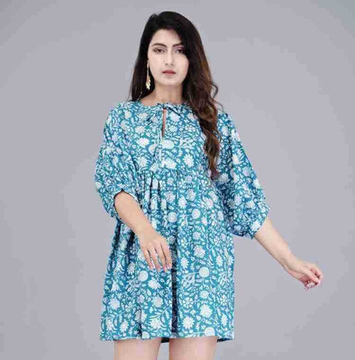 Inndig Blossom Women A-line Multicolor Above Knee/Mid Thigh Length Dress