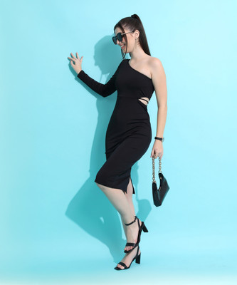 Tokyo Talkies Women Bodycon Black Knee Length Dress