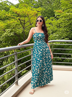 FREEDOMFASHION Women A-line Blue Midi/Calf Length Dress