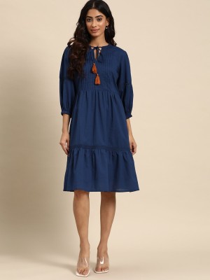 all about you Women A-line Dark Blue Dress