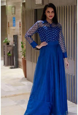 Kkrisha Women Gown Blue Dress